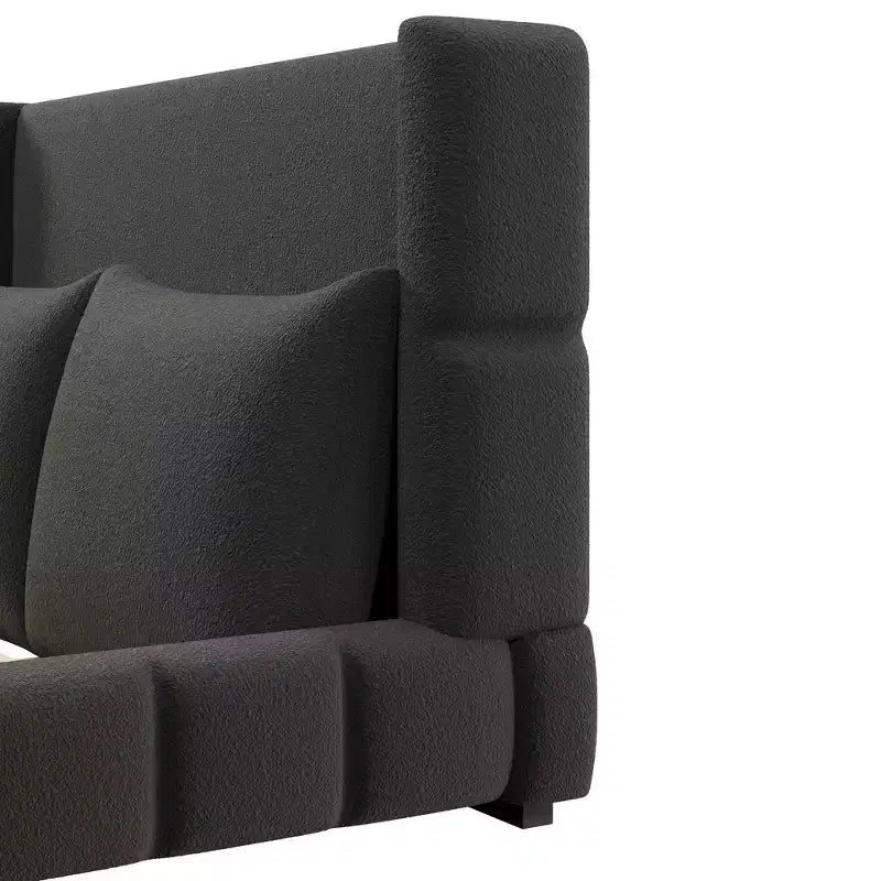 Polibi Upholstered Platform Bed with 2 Soft Pillows
