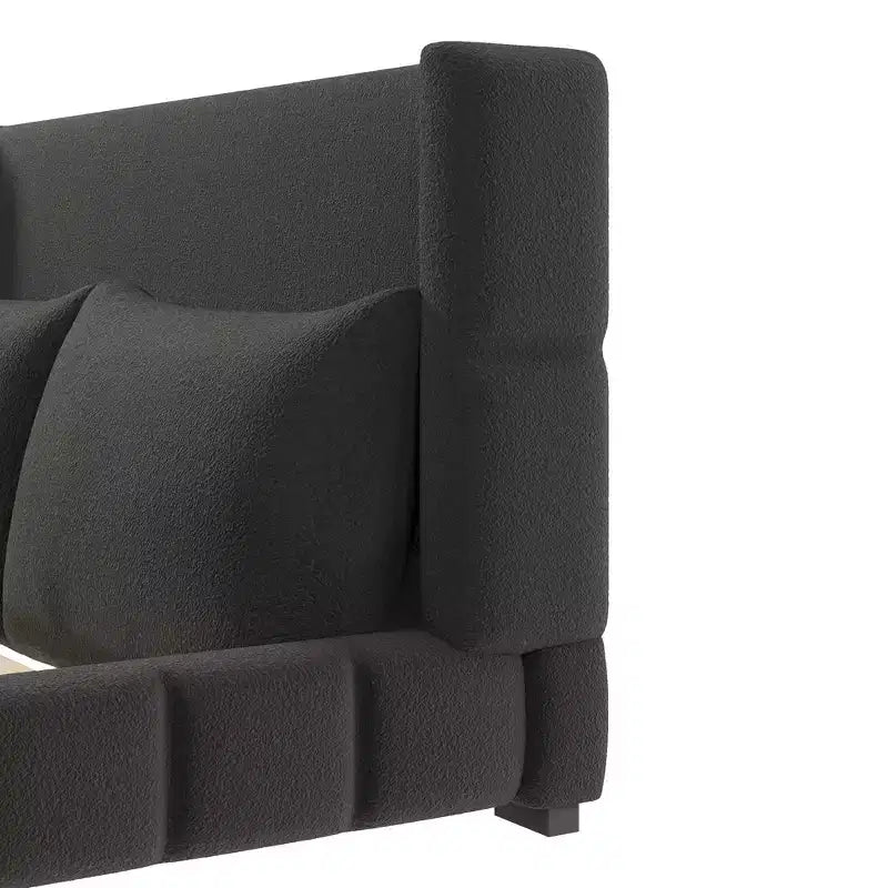 Polibi Upholstered Platform Bed with 2 Soft Pillows