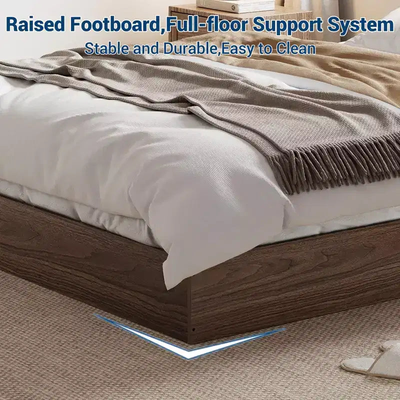Modern Minimalist Sturdy Wood Platform Bed Frame, Sturdy Wooden Slats, Noise-Free, Space-Saving, No Headboard, Easy Assembly, No Box Season Needed