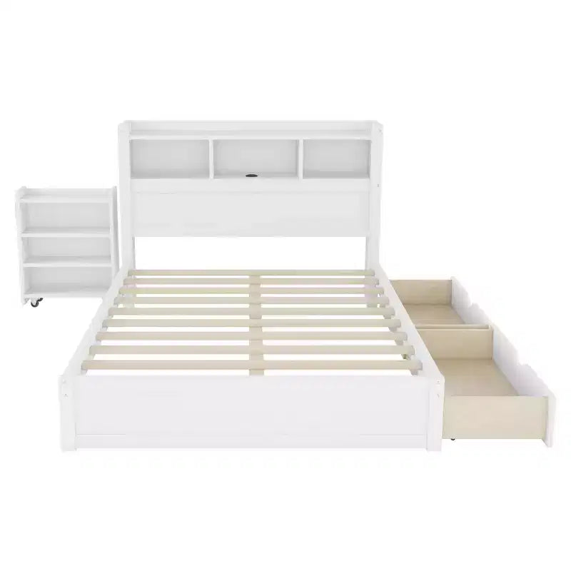 GDFStudio Craigie Modern Wood Bed with Drawers and Storage Headboard