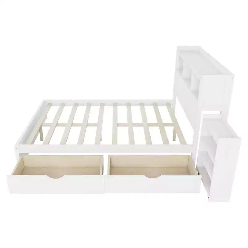 GDFStudio Craigie Modern Wood Bed with Drawers and Storage Headboard