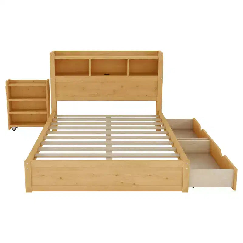 GDFStudio Craigie Modern Wood Bed with Drawers and Storage Headboard