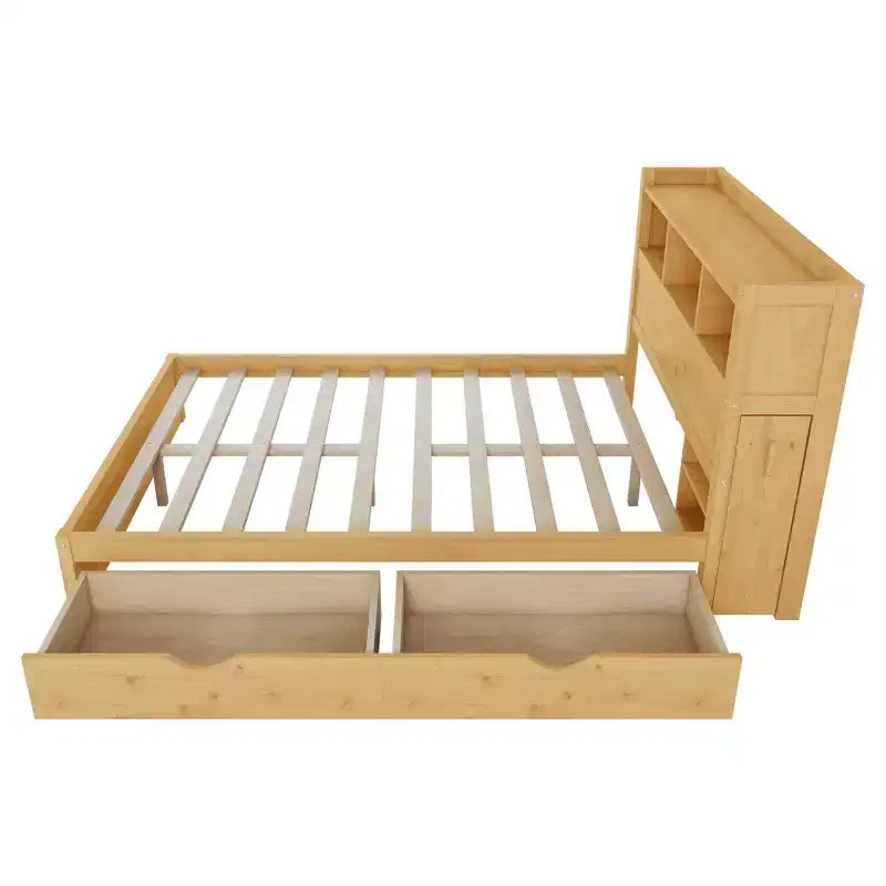 GDFStudio Craigie Modern Wood Bed with Drawers and Storage Headboard