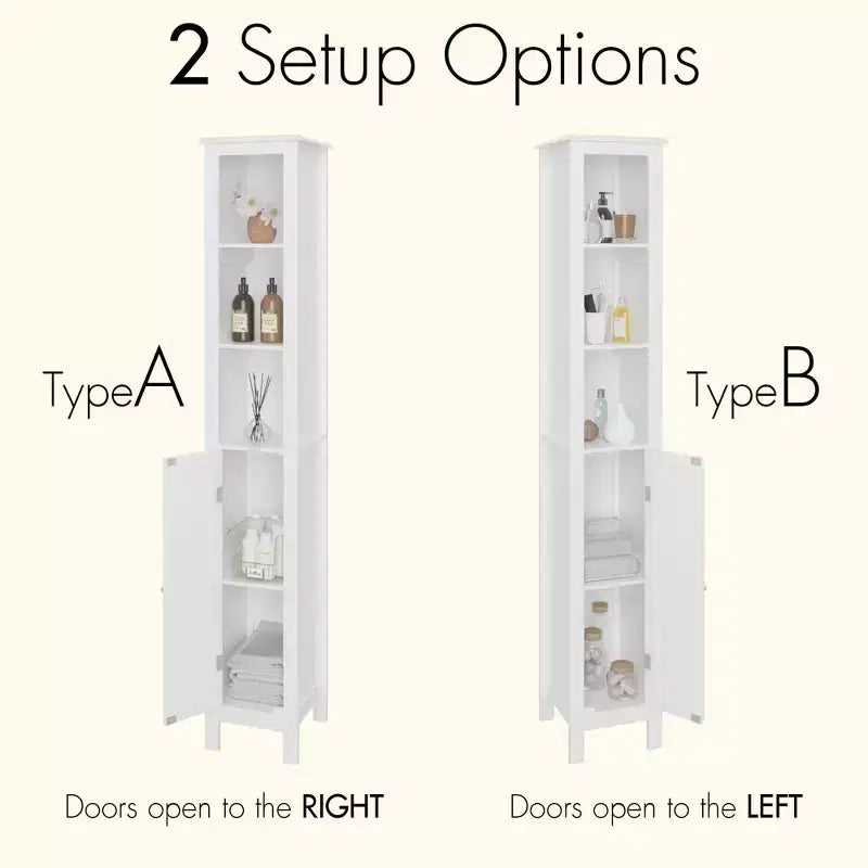 AMMER 66.92 H Slim 1-Door Freestanding Cabinet Tall Bathroom Storage Cabinet with Adjustable Shelves, Bathroom,Kitchen, Living Room,White