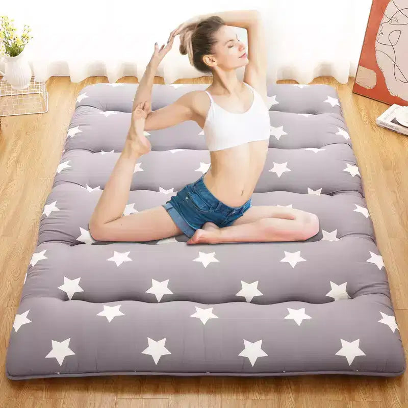 Japanese Futon Floor Mattress Full Size Foldable Tatami Sleeping Mat Thick Roll Up Floor Bed Portable Mattress for Guest Room Dorm Camping Grey