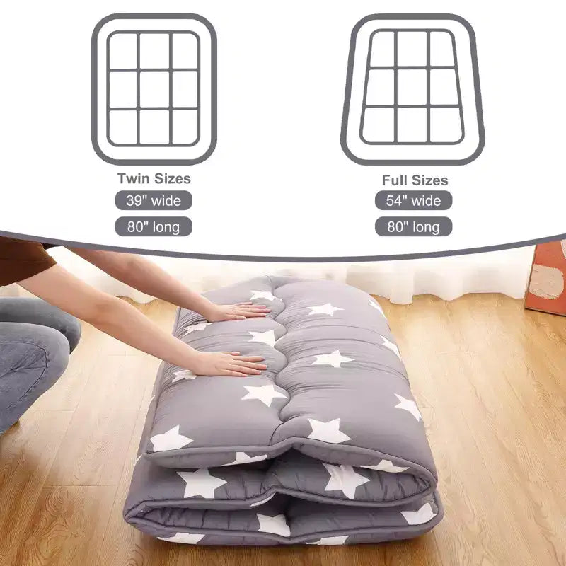 Japanese Futon Floor Mattress Full Size Foldable Tatami Sleeping Mat Thick Roll Up Floor Bed Portable Mattress for Guest Room Dorm Camping Grey