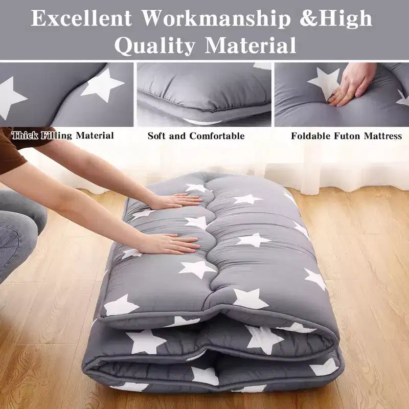 Japanese Futon Floor Mattress Full Size Foldable Tatami Sleeping Mat Thick Roll Up Floor Bed Portable Mattress for Guest Room Dorm Camping Grey