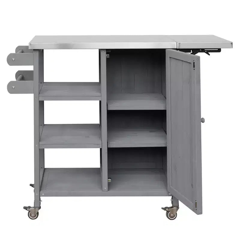 GDFStudio Mavis Foldable Outdoor Kitchen Island with Lockable Wheels