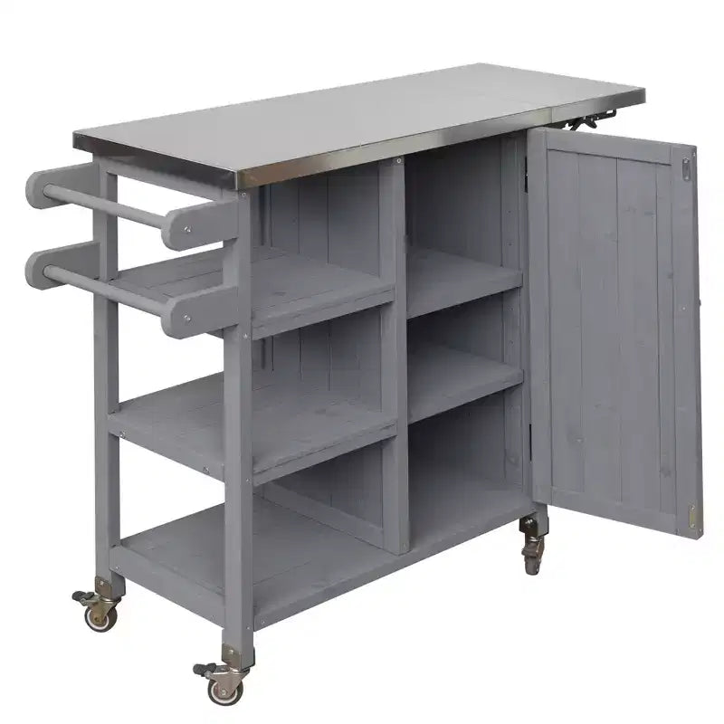 GDFStudio Mavis Foldable Outdoor Kitchen Island with Lockable Wheels