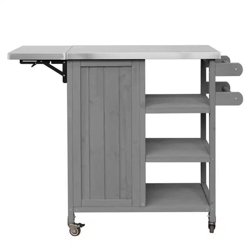 GDFStudio Mavis Foldable Outdoor Kitchen Island with Lockable Wheels