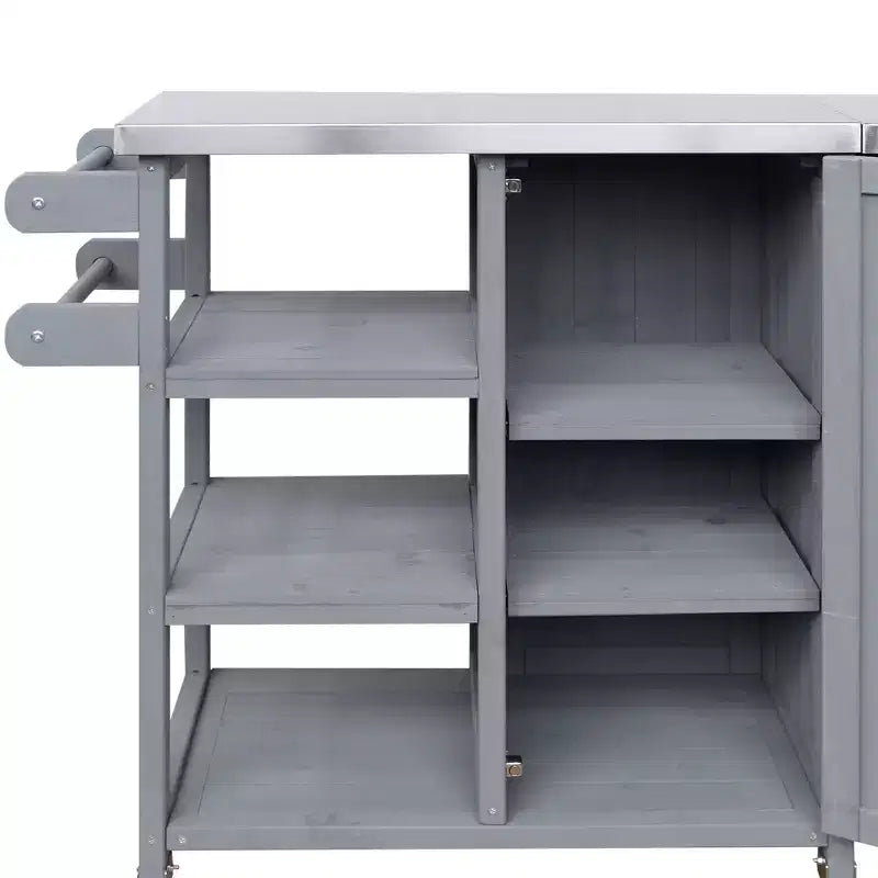 GDFStudio Mavis Foldable Outdoor Kitchen Island with Lockable Wheels