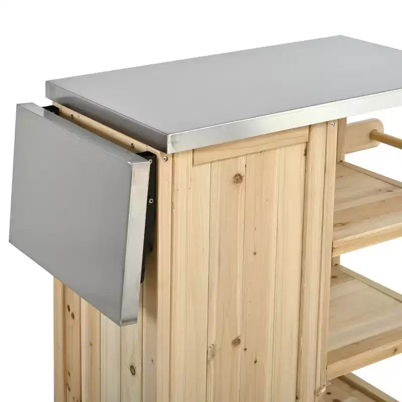 GDFStudio Mavis Foldable Outdoor Kitchen Island with Lockable Wheels