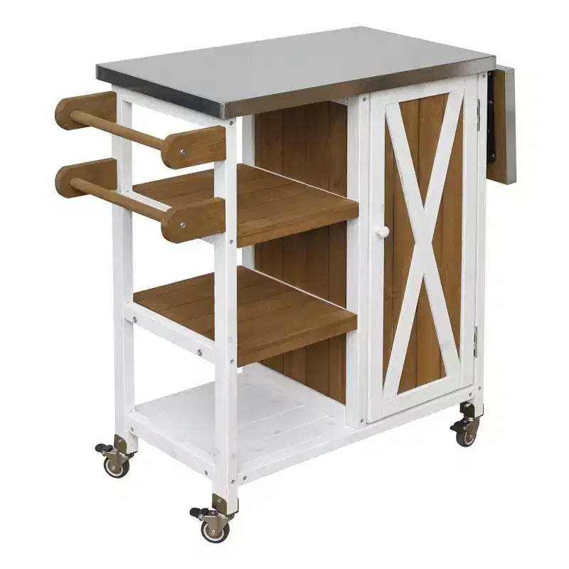 GDFStudio Mavis Foldable Outdoor Kitchen Island with Lockable Wheels