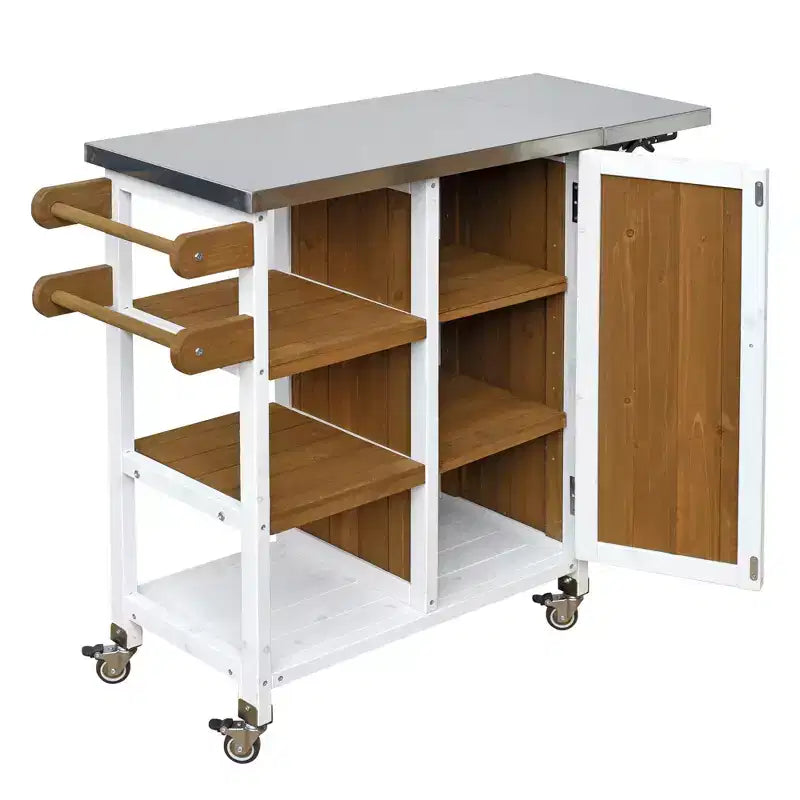 GDFStudio Mavis Foldable Outdoor Kitchen Island with Lockable Wheels