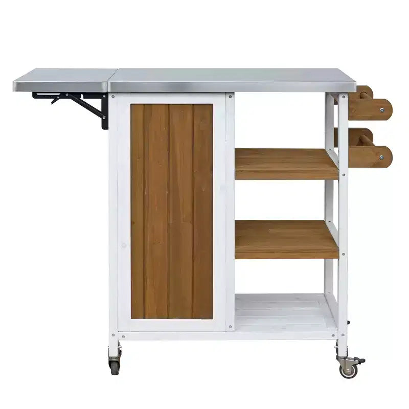 GDFStudio Mavis Foldable Outdoor Kitchen Island with Lockable Wheels