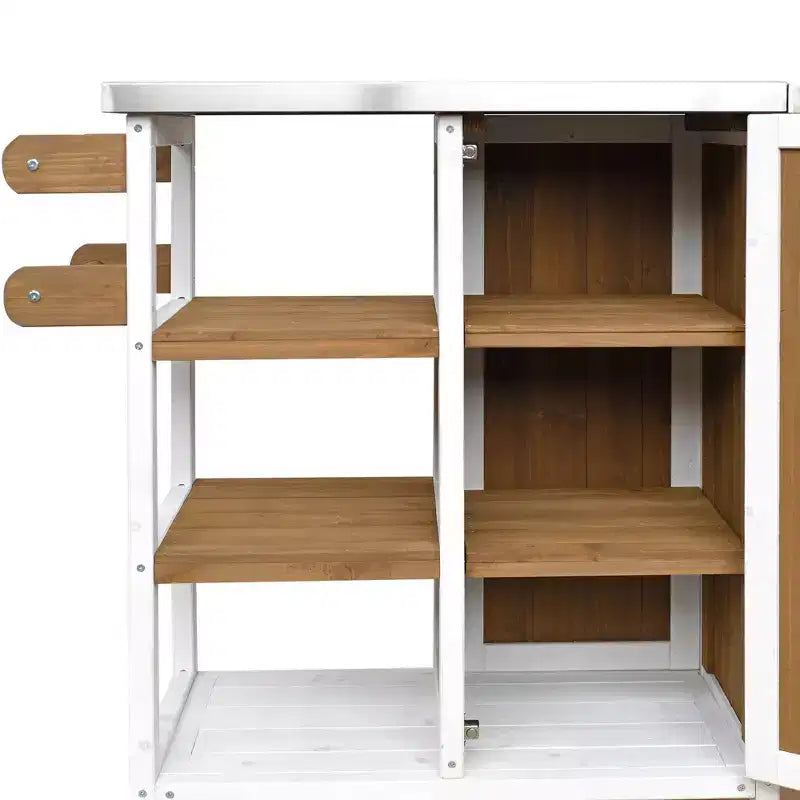 GDFStudio Mavis Foldable Outdoor Kitchen Island with Lockable Wheels