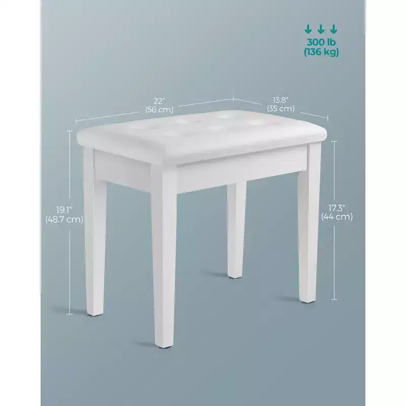 SONGMICS Piano Bench with Padded Cushion and Storage Compartment for Music Books, Vanity Stool, Tufted Wooden Piano Seat