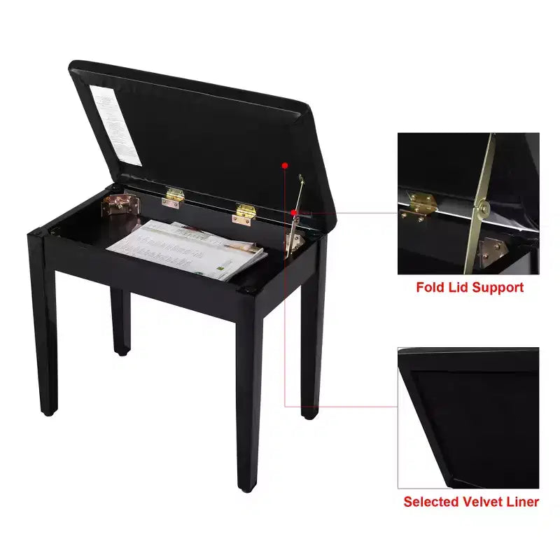 SONGMICS Piano Bench with Padded Cushion and Storage Compartment for Music Books, Vanity Stool, Tufted Wooden Piano Seat