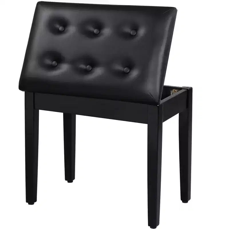 SONGMICS Piano Bench with Padded Cushion and Storage Compartment for Music Books, Vanity Stool, Tufted Wooden Piano Seat