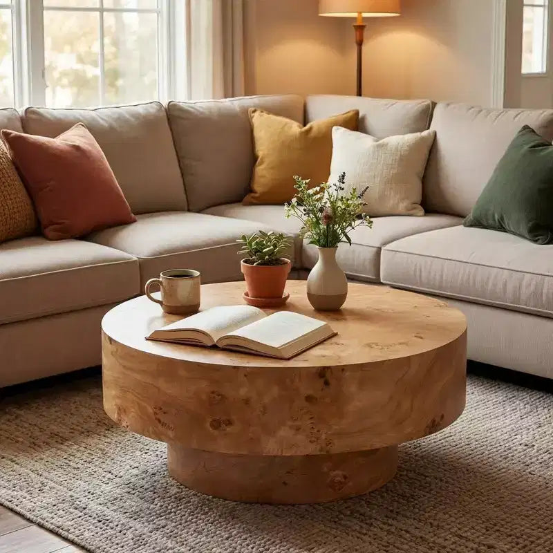 Christopher Knight Home Caelum Modern Round Coffee Table with Thick Top