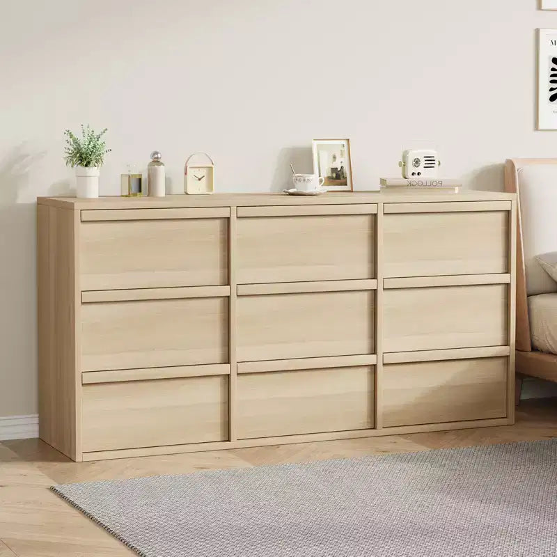 9 Drawer Dresser for Bedroom, 59 Wide 9 Chest of Drawer with Handle-free Design, Modern Dresser Organizer Closet for Living Room Nursery