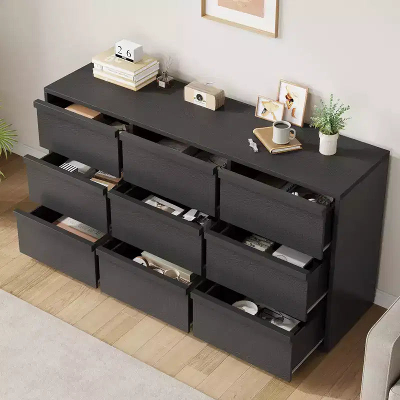 9 Drawer Dresser for Bedroom, 59 Wide 9 Chest of Drawer with Handle-free Design, Modern Dresser Organizer Closet for Living Room Nursery