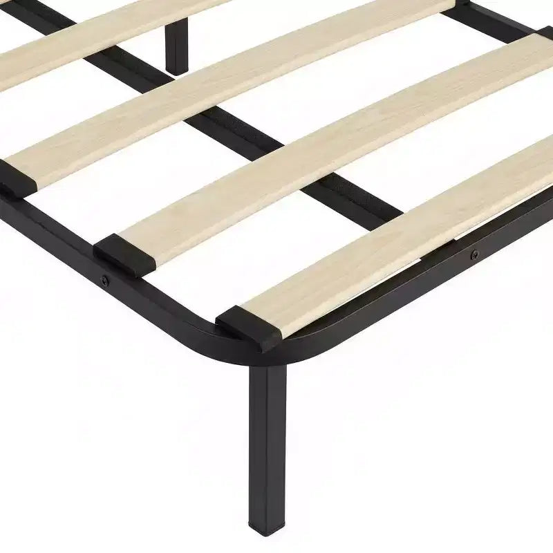 Queen Upholstered Platform Bed Frame with Headboard & Footboard, Wood Slats, No Box Spring Needed, Black Flannel/Light Gray