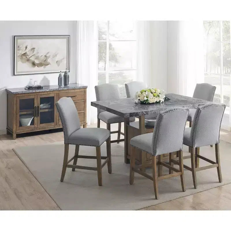 Set of 2 Grayson Counter Height Barstools Gray/Driftwood - Steve Silver Co.