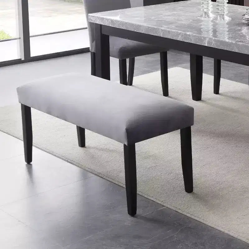 Napoli Velvet Dining Bench Gray - Steve Silver Co.