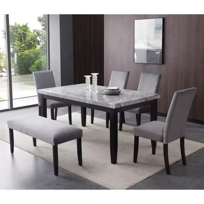 Napoli Velvet Dining Bench Gray - Steve Silver Co.