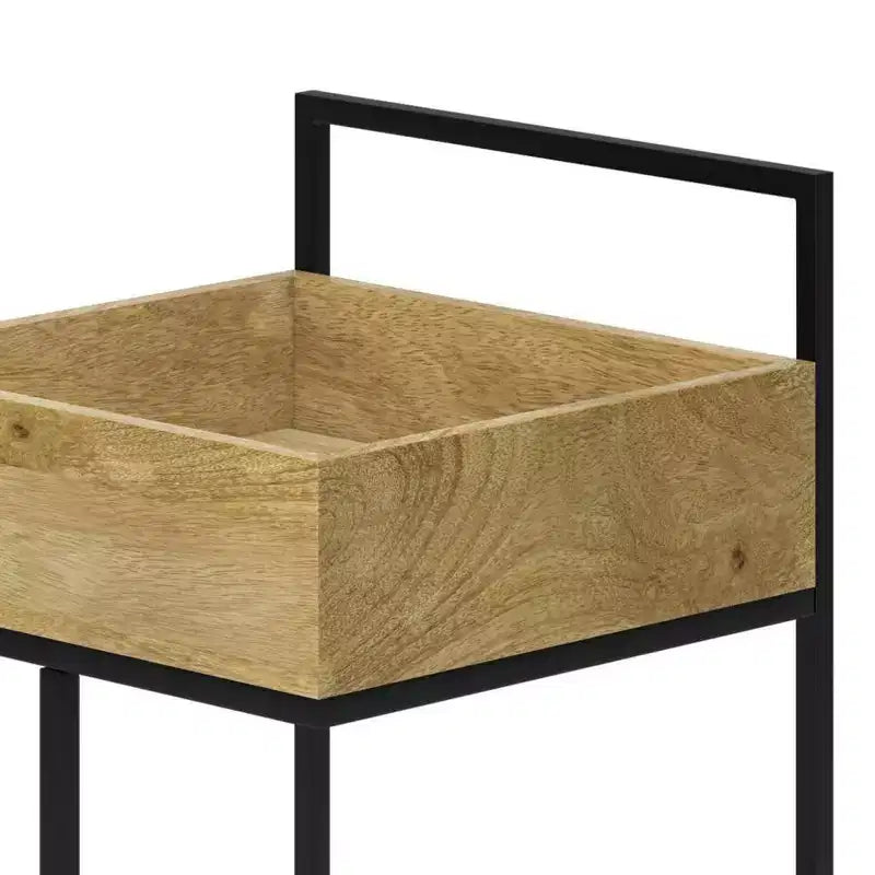 WyndenHall Felicity Bar Cart Natural : Contemporary Industrial Style, Mango Wood & Iron Frame, 33.5" Height
