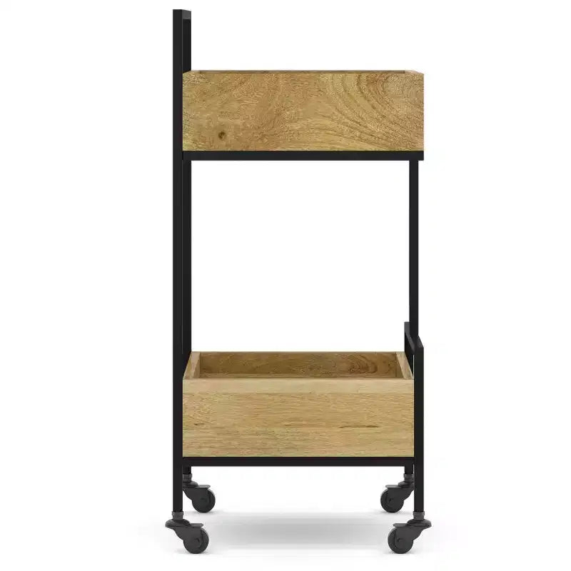 WyndenHall Felicity Bar Cart Natural : Contemporary Industrial Style, Mango Wood & Iron Frame, 33.5" Height