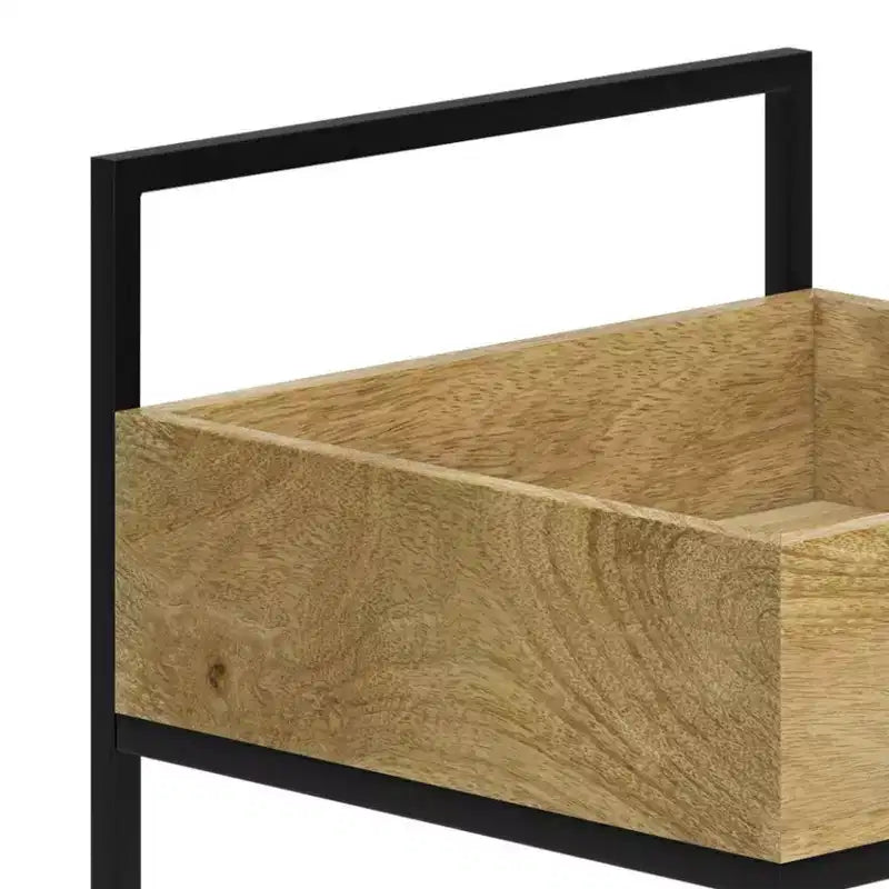 WyndenHall Felicity Bar Cart Natural : Contemporary Industrial Style, Mango Wood & Iron Frame, 33.5" Height