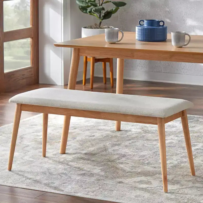 Buylateral Newington Mid Century Modern Bench Light Oak Beige