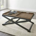 Topeka Cocktail Table Walnut/Black - Steve Silver Co.: Reversible Top, Transitional Style, Acacia Frame, 49" x 28" x 19"
