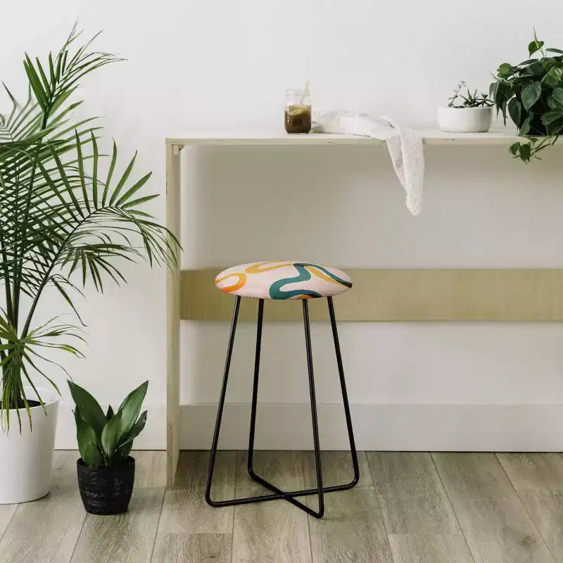 ThirtyOne Illustrations Streamers Counter Height Barstool - Deny Designs