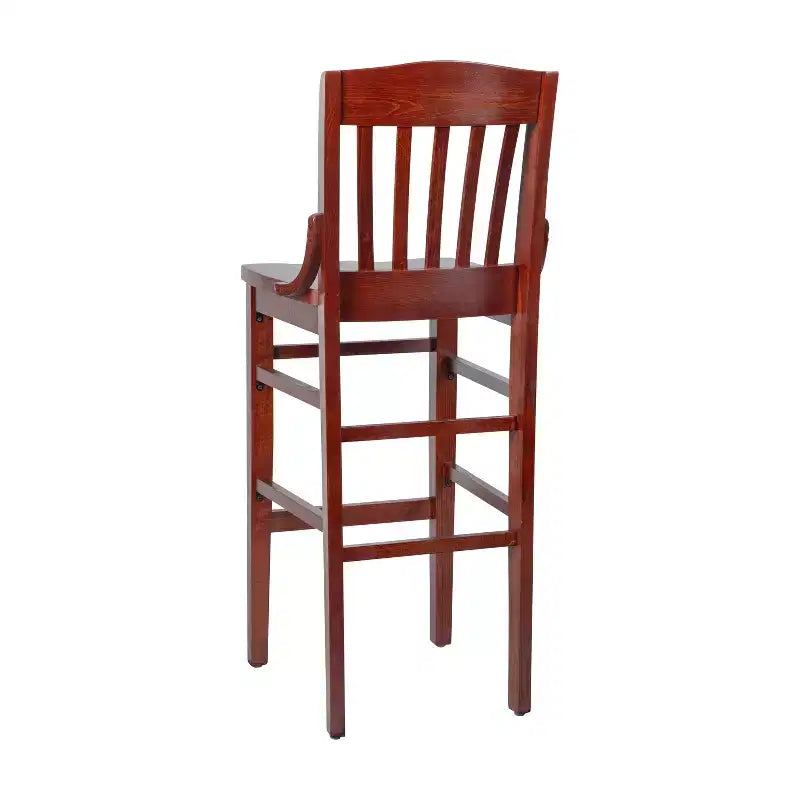 Flash Furniture 2 Pack HERCULES Series School House Back Mahogany Wood Restaurant Barstool