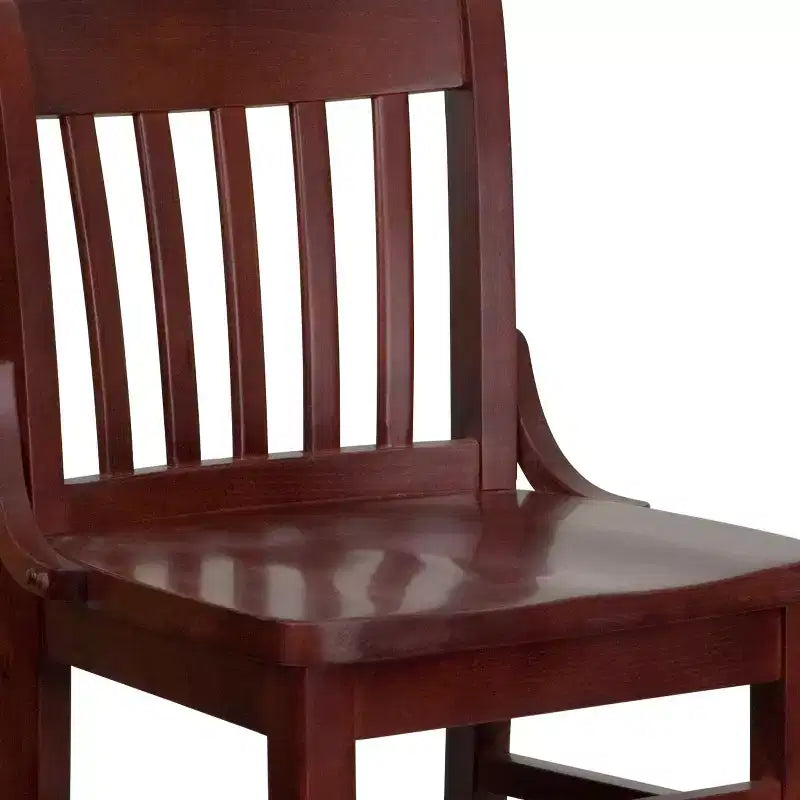 Flash Furniture 2 Pack HERCULES Series School House Back Mahogany Wood Restaurant Barstool