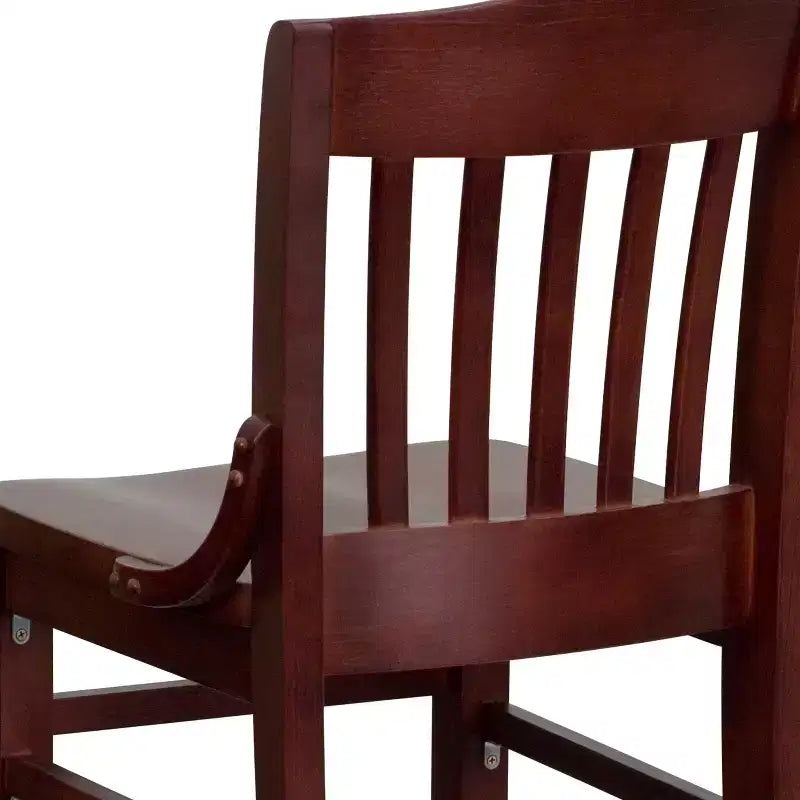 Flash Furniture 2 Pack HERCULES Series School House Back Mahogany Wood Restaurant Barstool
