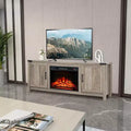 Costway 62'' Farmhouse TV Stand Entertainment Center for TVs up to 70 Inches Natural