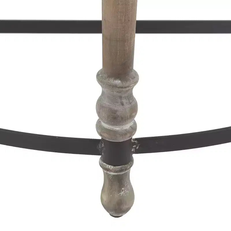 LuxenHome Rustic Wood and Metal Half Moon Console and Entry Table Brown