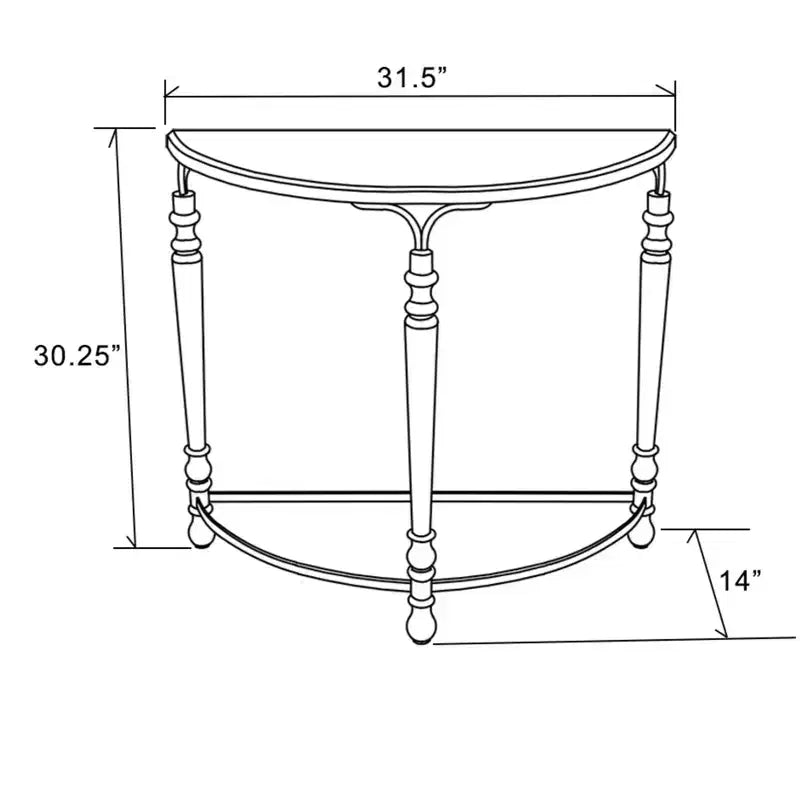 LuxenHome Rustic Wood and Metal Half Moon Console and Entry Table Brown