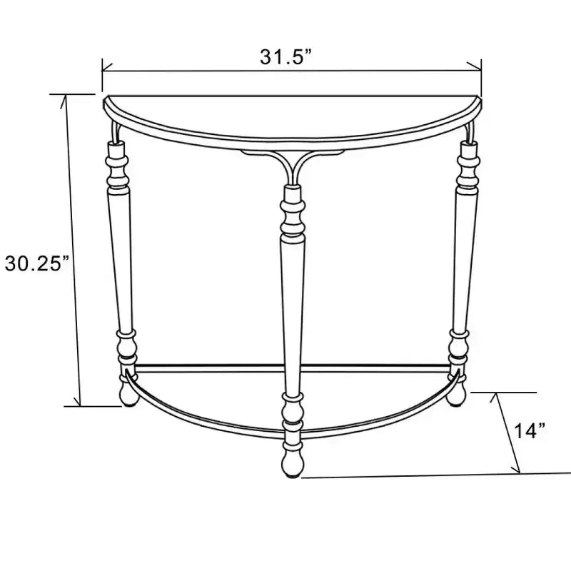 LuxenHome Rustic Wood and Metal Half Moon Console and Entry Table Brown
