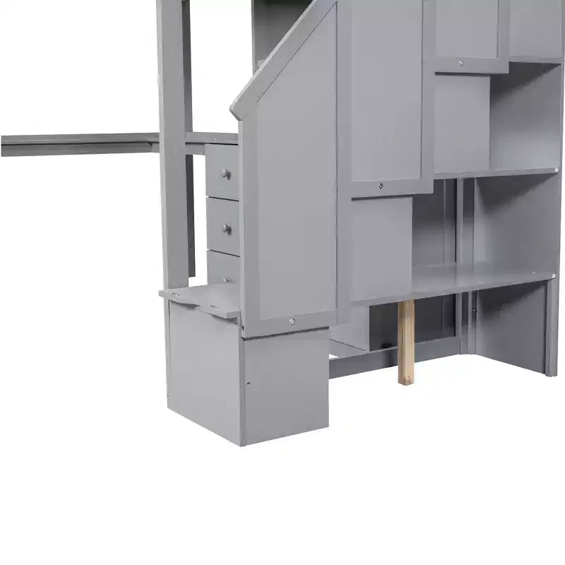 Twin Size Loft Bed with L Shaped Desk, Drawers, Storage and Storage Staircase - ModernLuxe