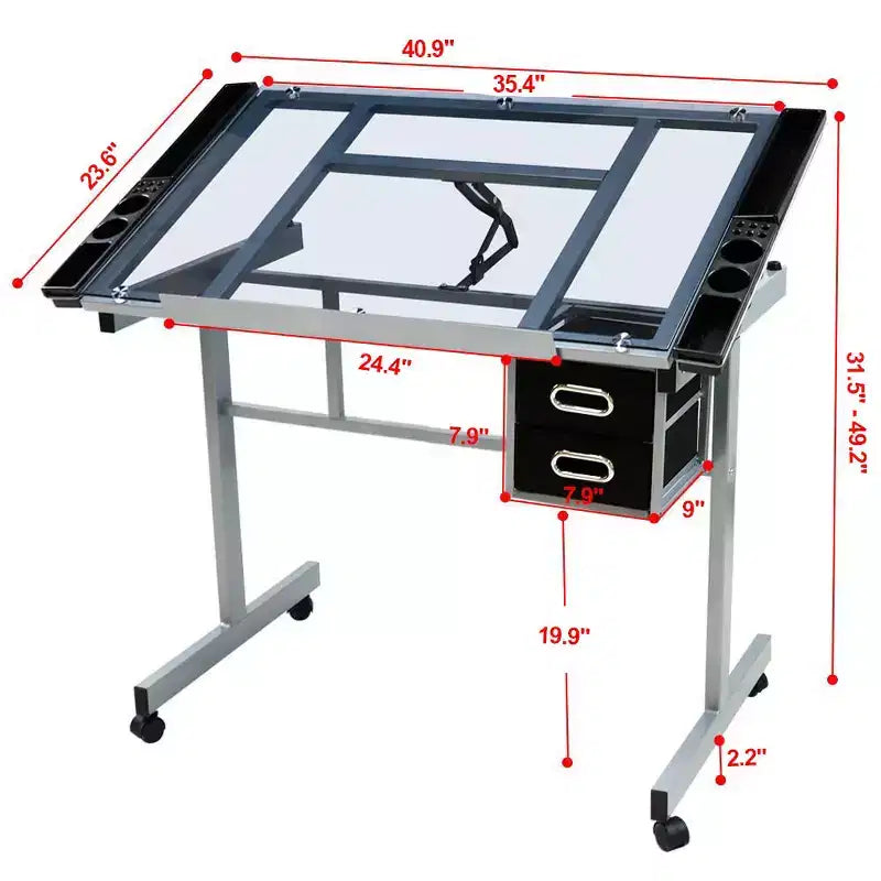 Yaheetech Adjustable Drafting Drawing Craft Table Black